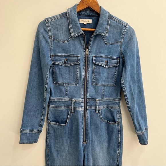 Madewell Denim Zip-Front Coverall Jumpsuit: Western Edition AF200 Size 4 - Picture 3 of 13